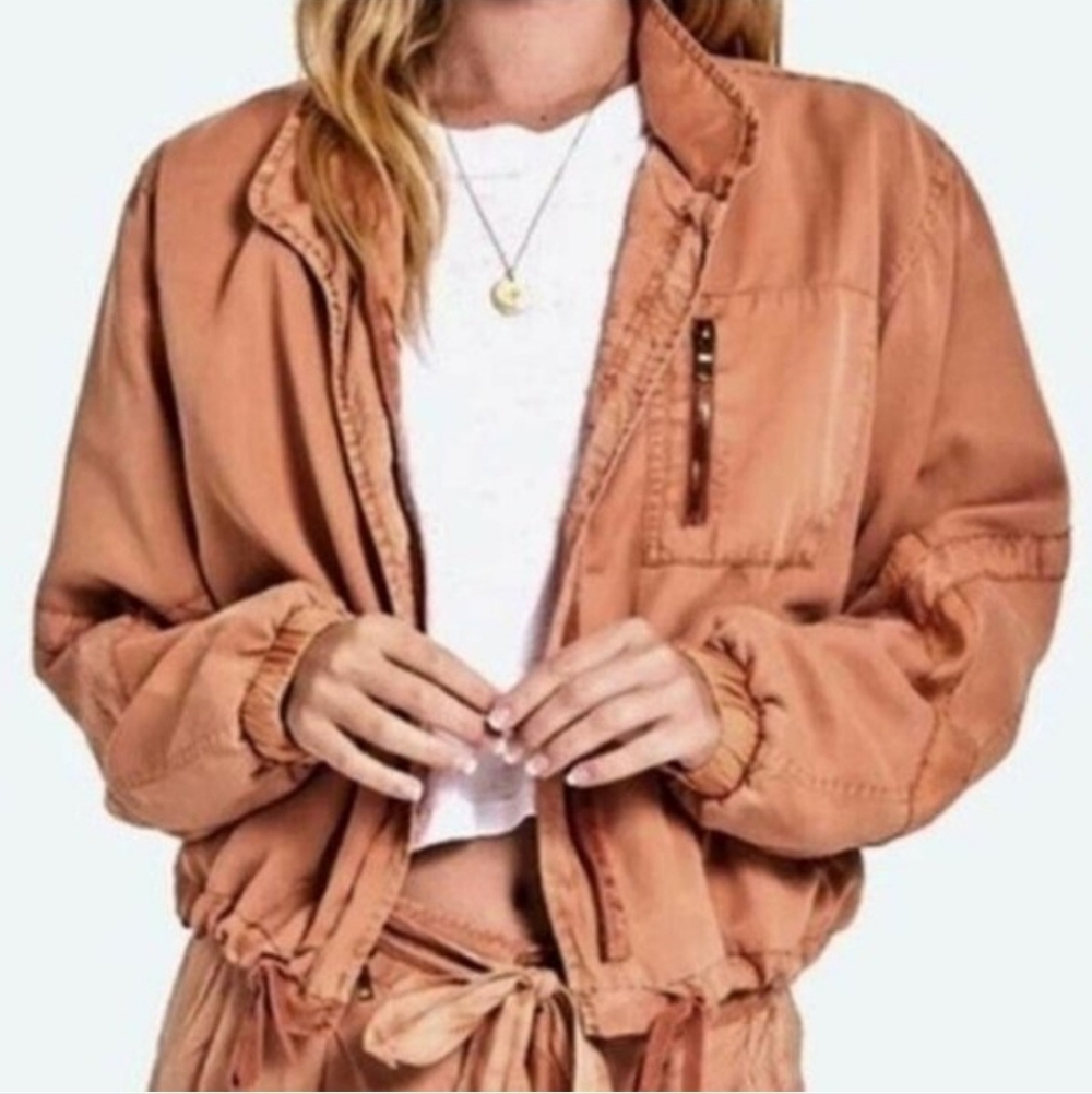 Young Fabulous & Broke Clara Jacket Utility 100% Tencel Tan Brown XS Utilitarian